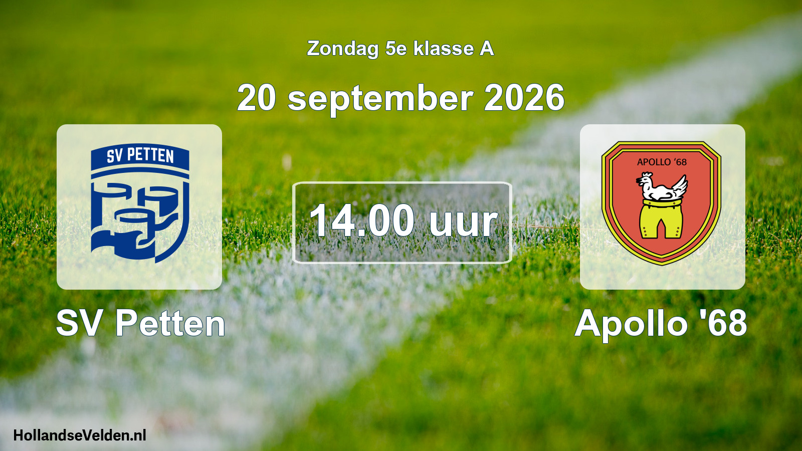 Scheduled Match: SV Petten - Apollo '68 (20 September 2026)