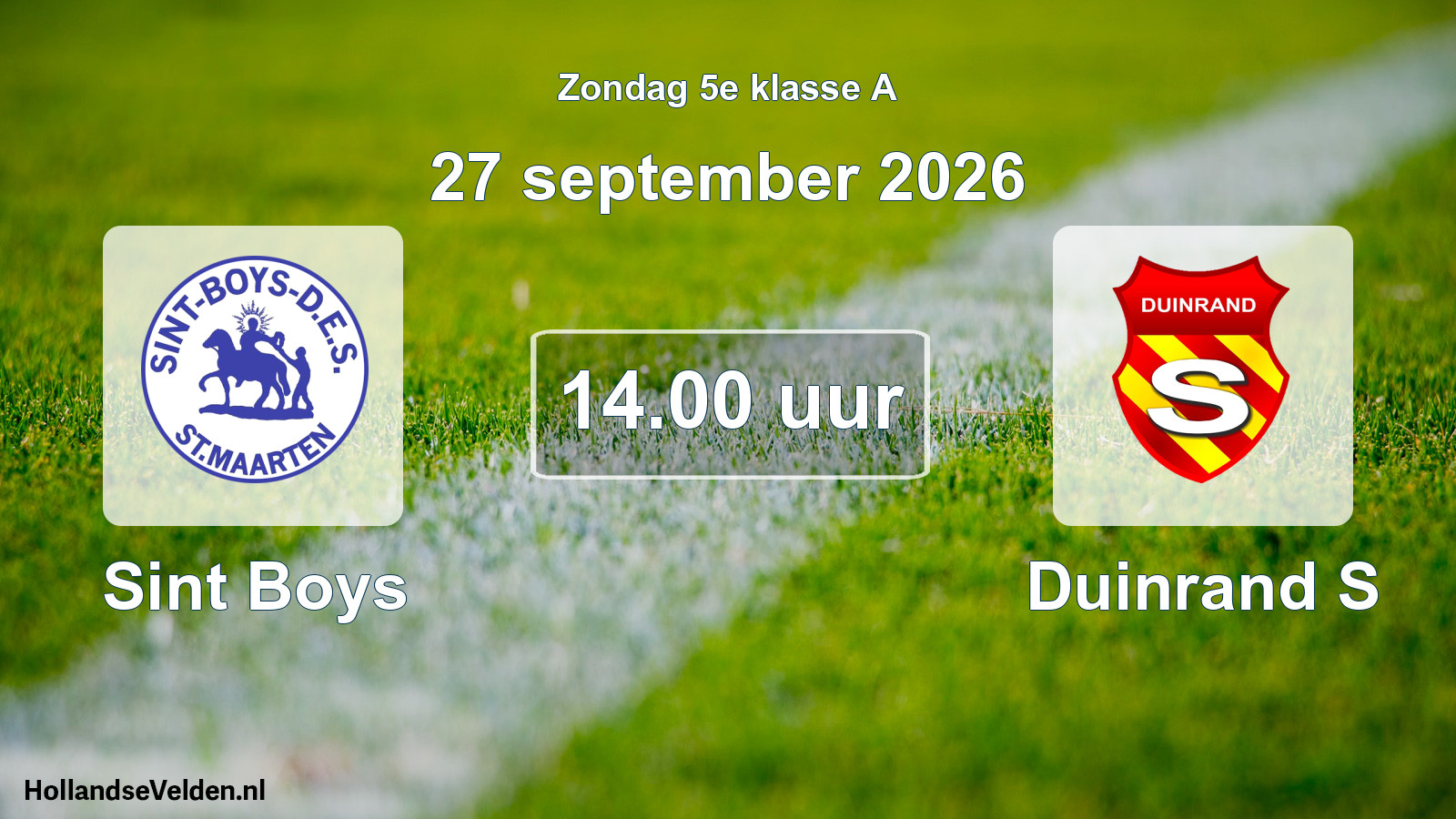 Geplande wedstrijd: Sint Boys - Duinrand S (27 september 2026)