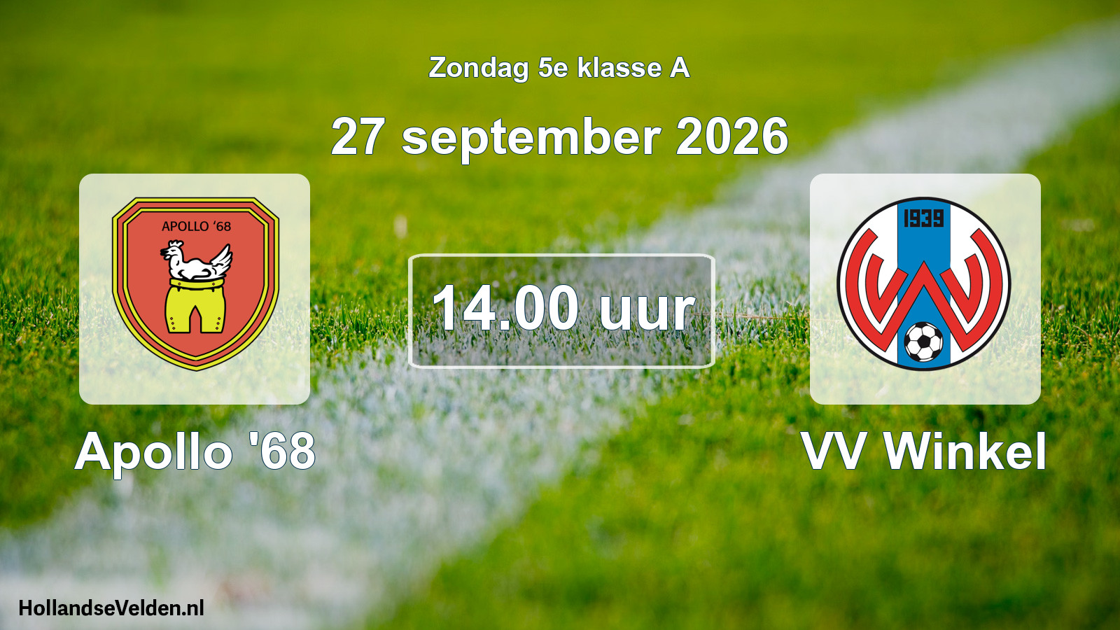 Geplande wedstrijd: Apollo '68 - VV Winkel (27 september 2026)