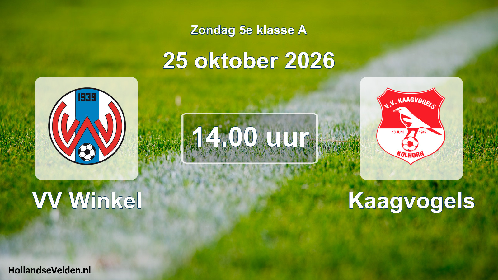 Geplande wedstrijd: VV Winkel - Kaagvogels (25 oktober 2026)