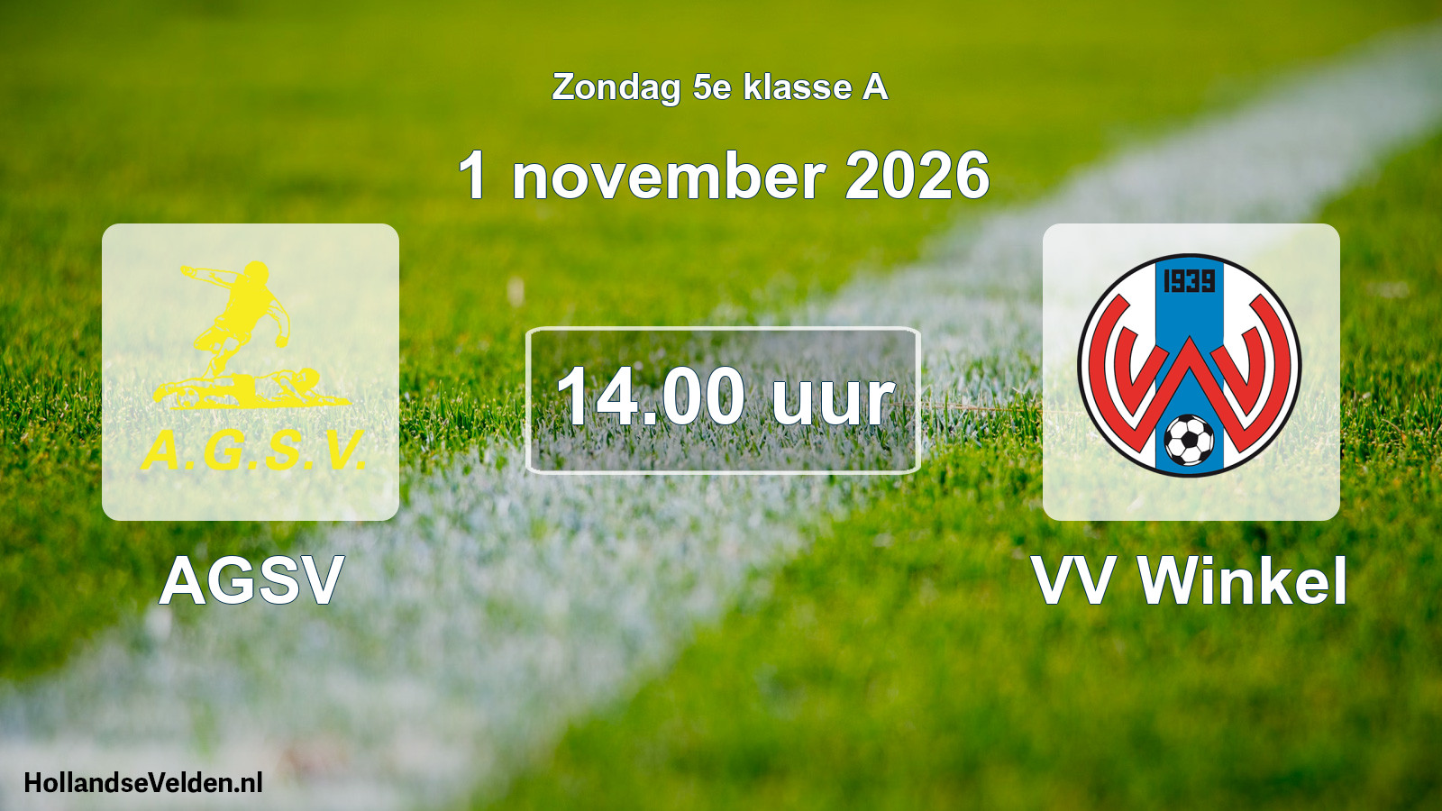 Scheduled Match: AGSV - VV Winkel (1 November 2026)