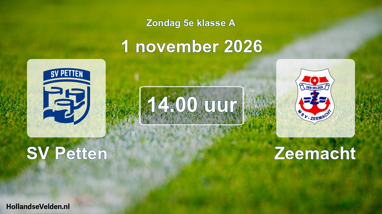 Scheduled Match: SV Petten - Zeemacht (1 November 2026)