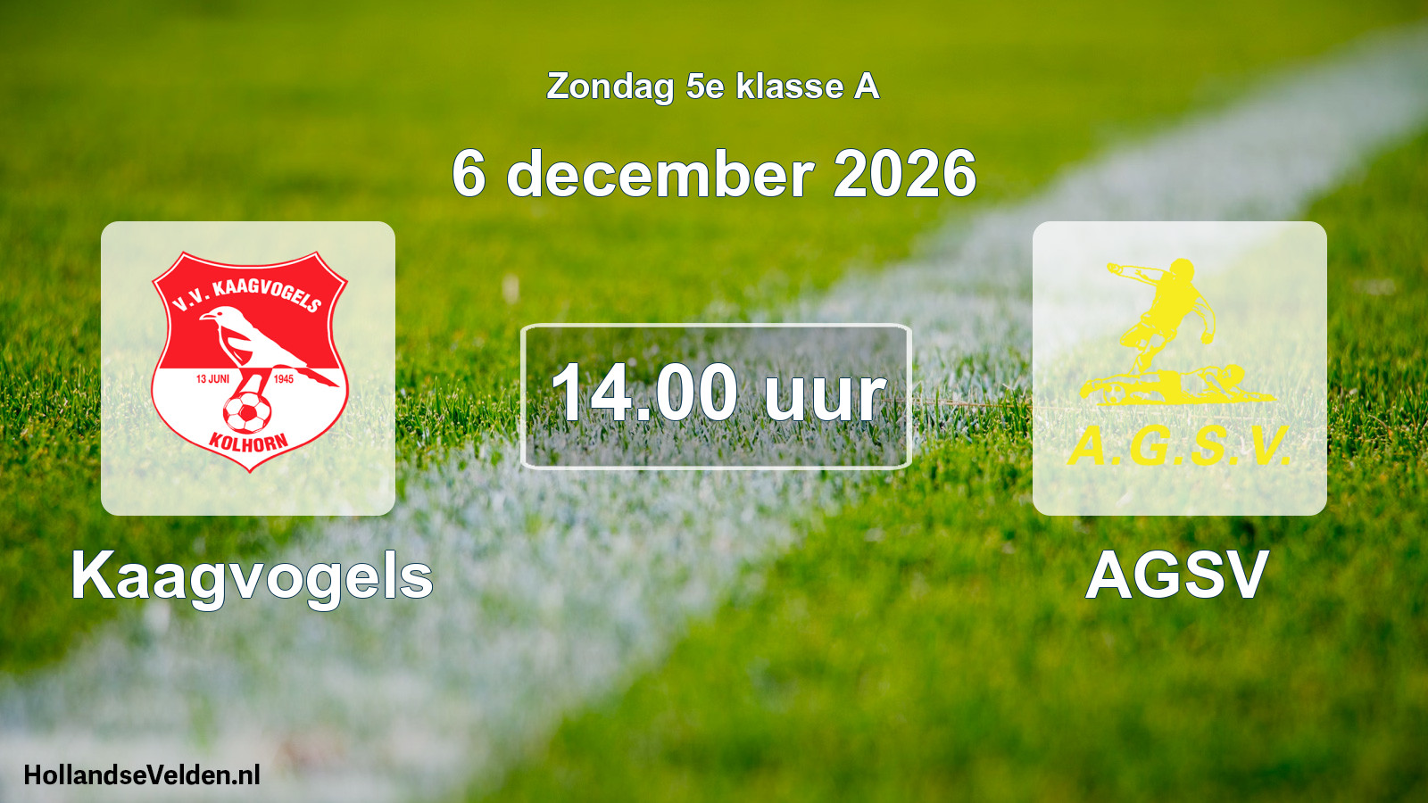 Geplande wedstrijd: Kaagvogels - AGSV (6 december 2026)