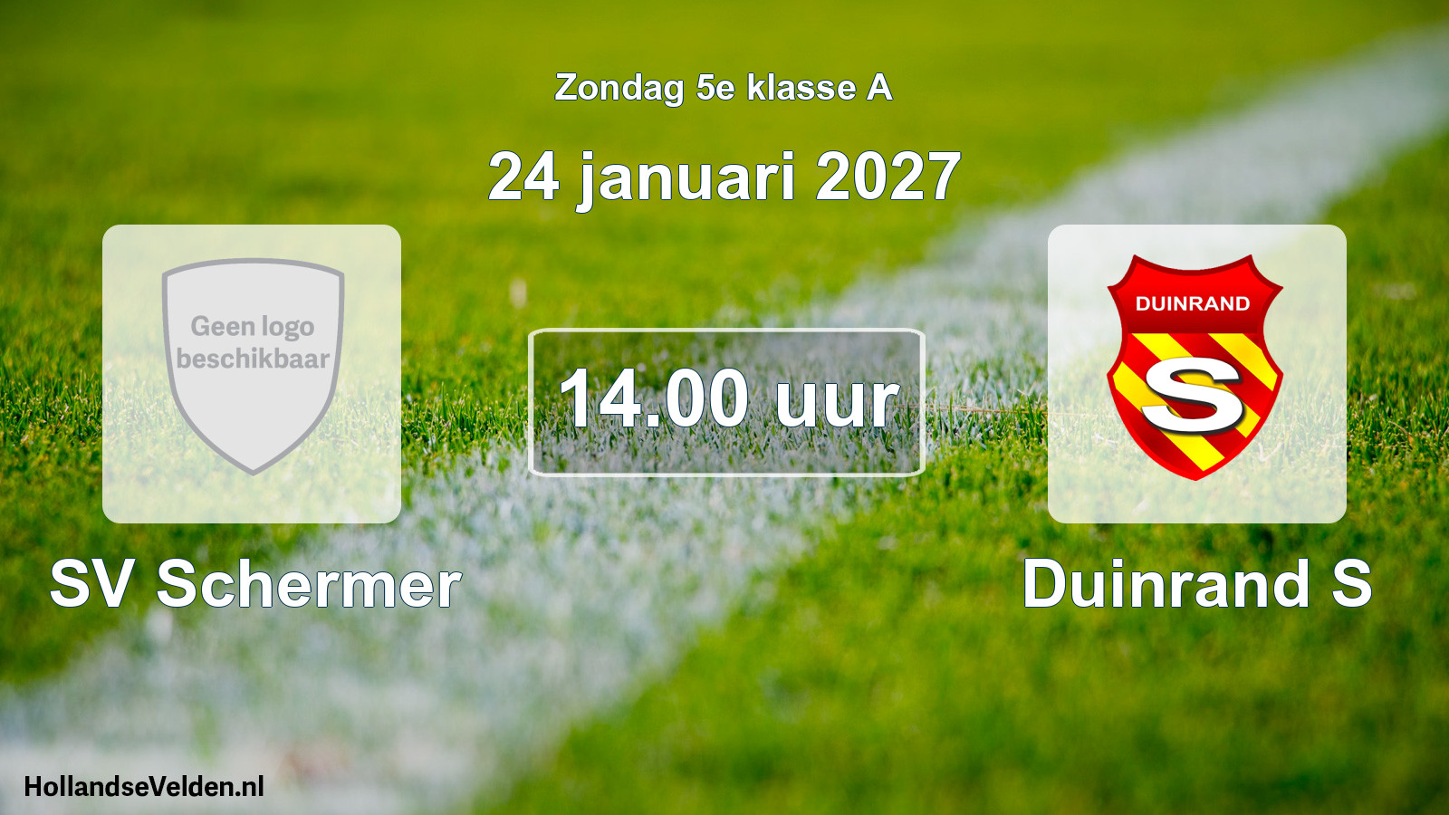 Geplande wedstrijd: SV Schermer - Duinrand S (24 januari 2027)