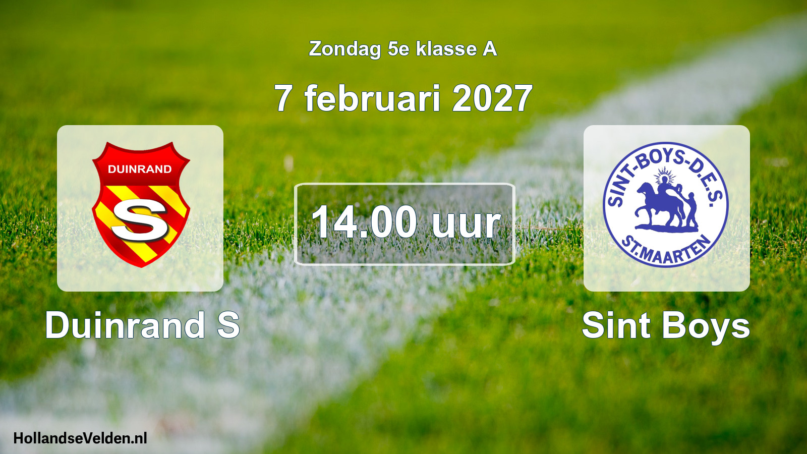 Geplande wedstrijd: Duinrand S - Sint Boys (7 februari 2027)
