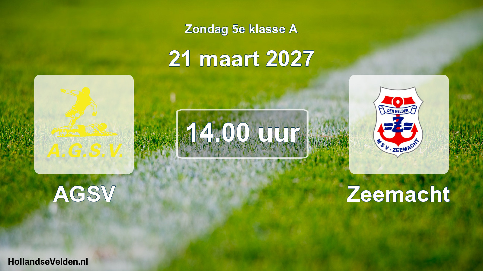 Geplande wedstrijd: AGSV - Zeemacht (21 maart 2027)
