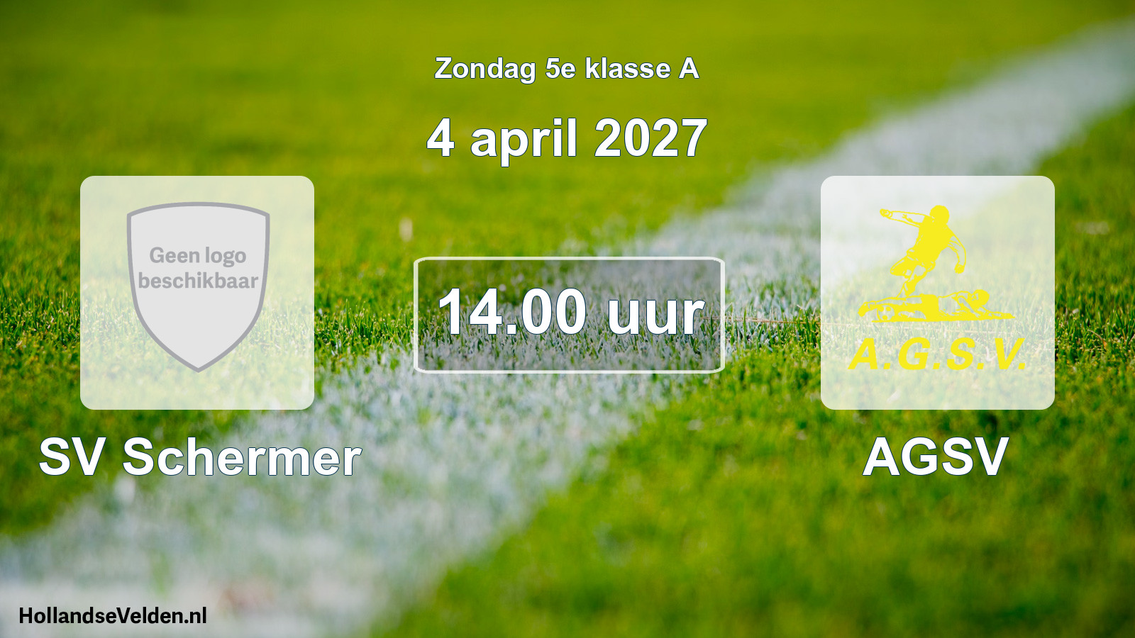 Geplande wedstrijd: SV Schermer - AGSV (4 april 2027)