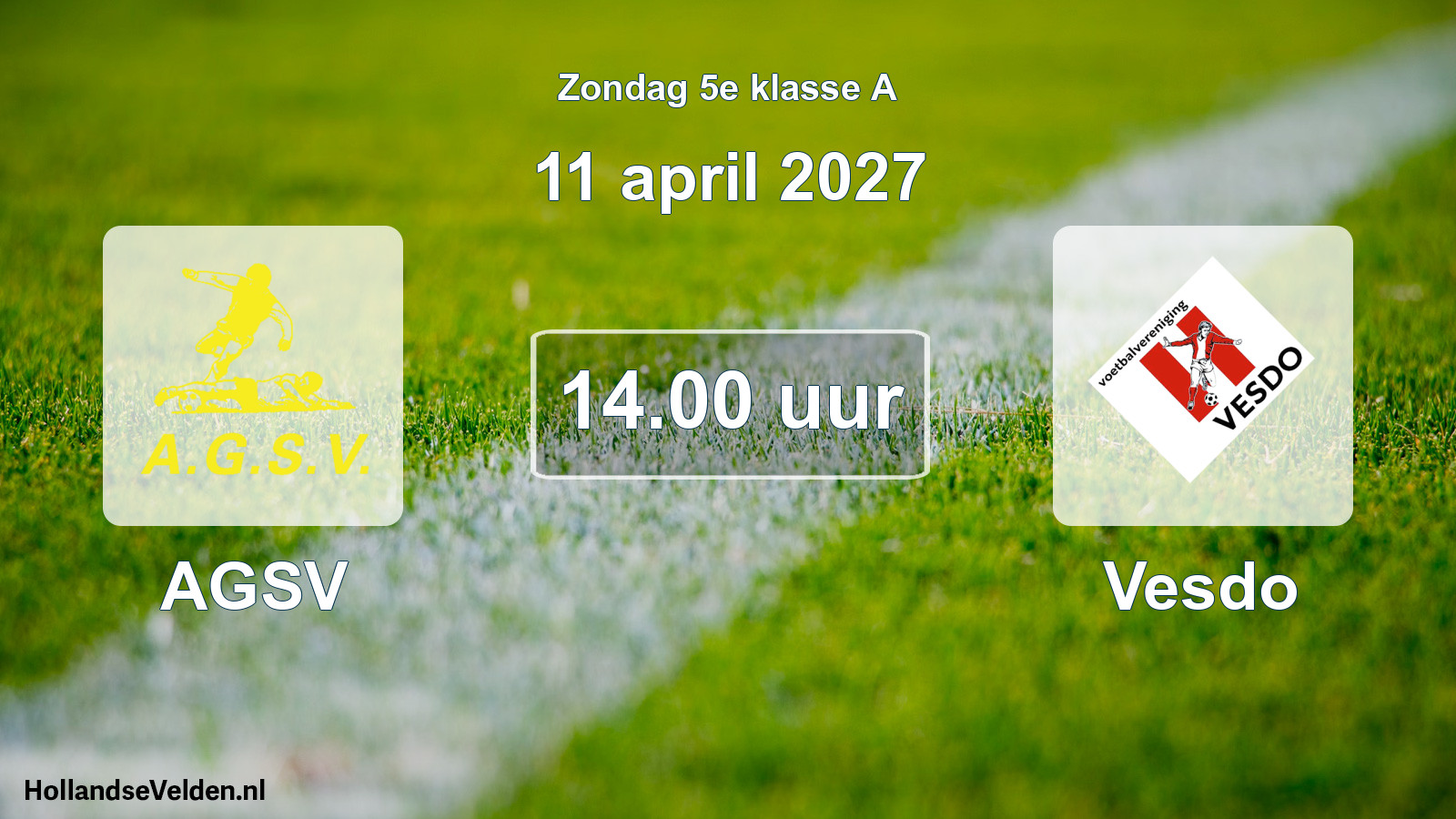 Geplande wedstrijd: AGSV - Vesdo (11 april 2027)