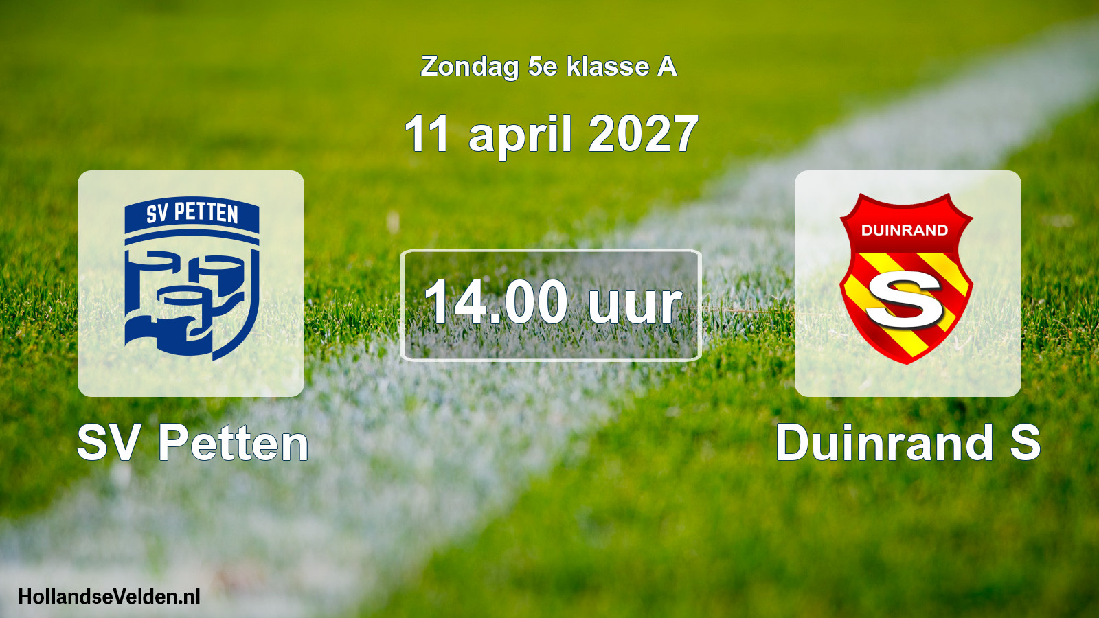 Scheduled Match: SV Petten - Duinrand S (11 April 2027)