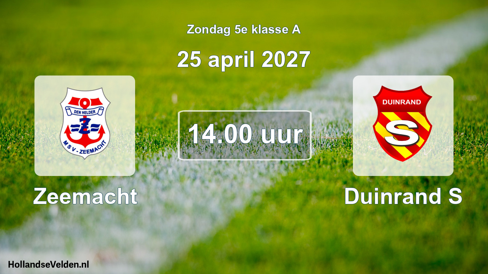 Geplande wedstrijd: Zeemacht - Duinrand S (25 april 2027)