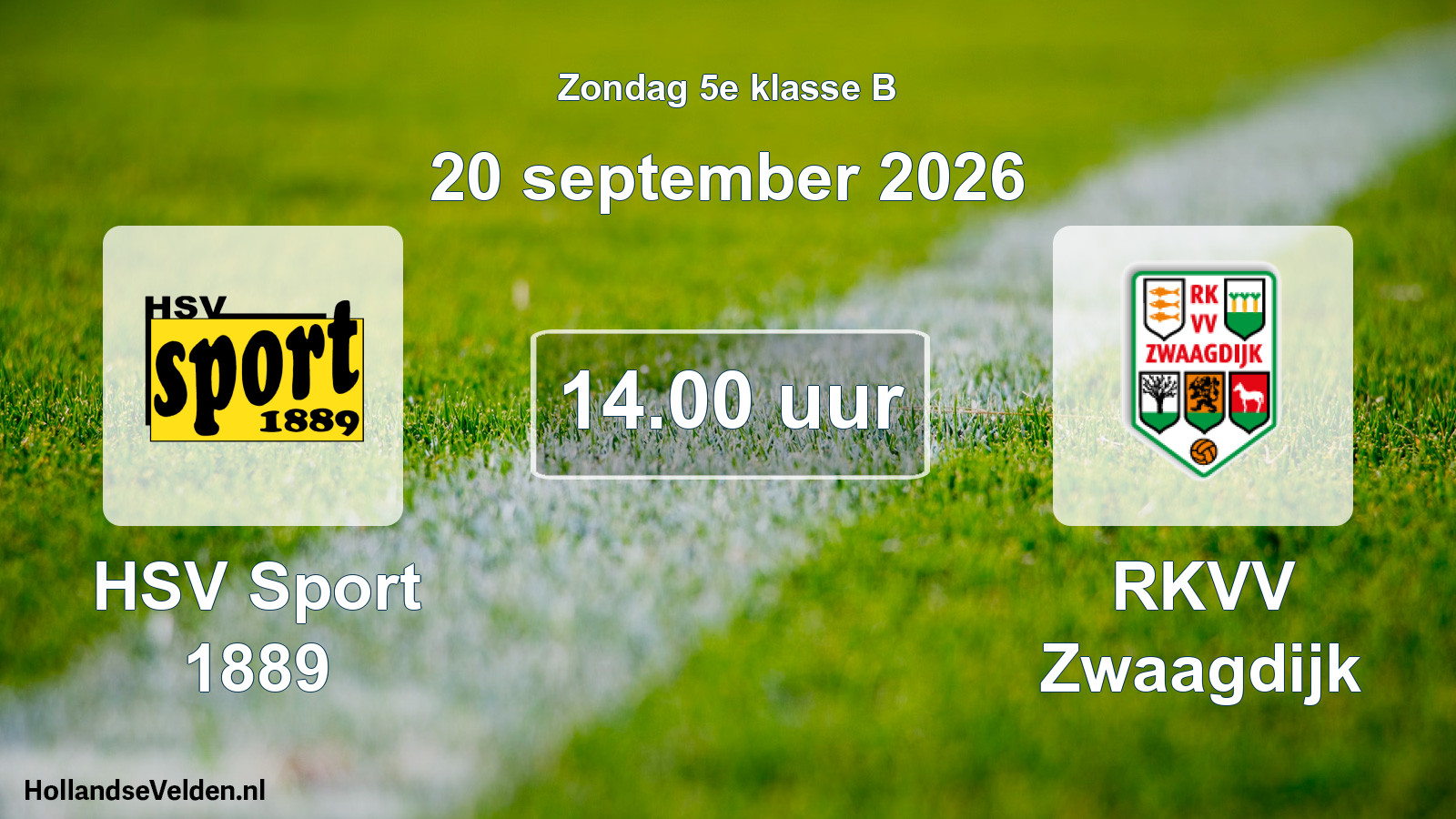 Geplande wedstrijd: HSV Sport 1889 - RKVV Zwaagdijk (20 september 2026)