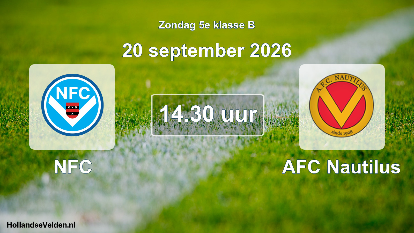 Geplande wedstrijd: NFC - AFC Nautilus (20 september 2026)