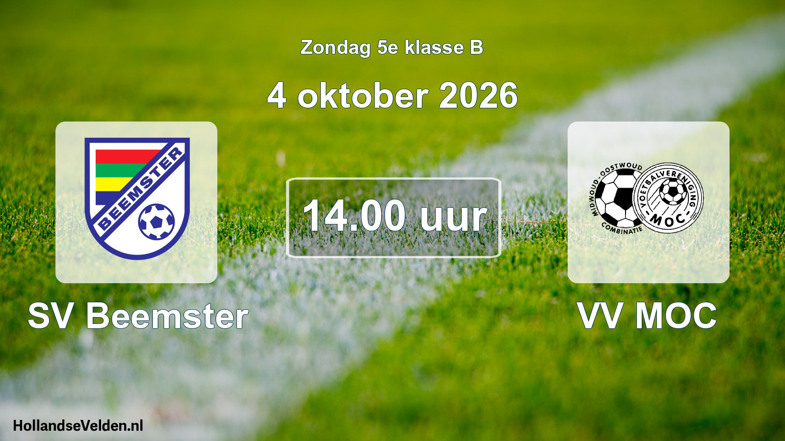 Geplande wedstrijd: SV Beemster - VV MOC (4 oktober 2026)