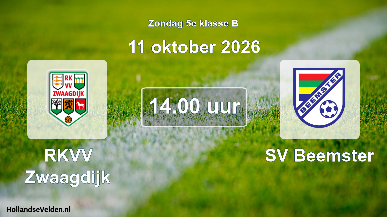 Geplande wedstrijd: RKVV Zwaagdijk - SV Beemster (11 oktober 2026)