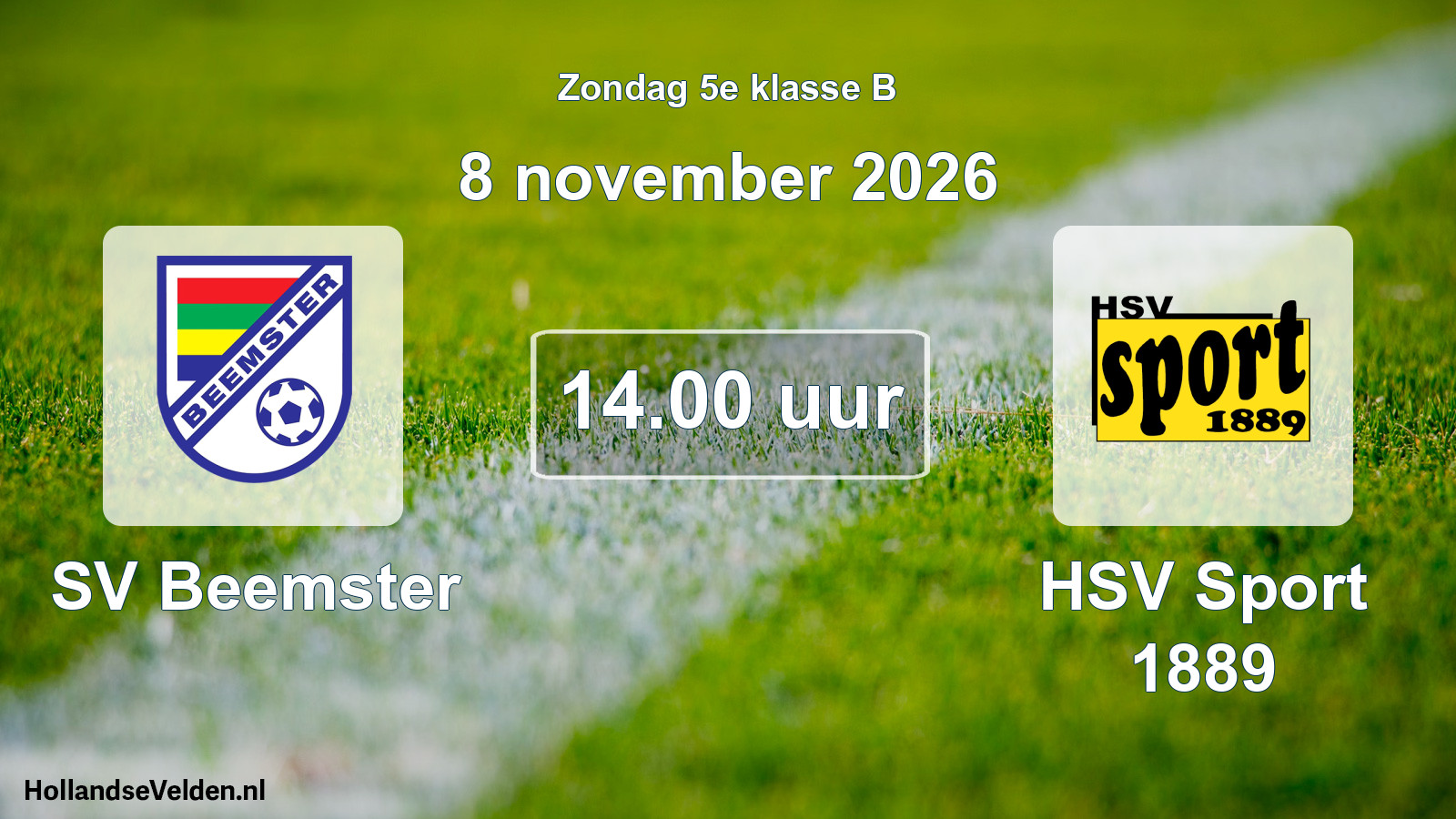 Geplande wedstrijd: SV Beemster - HSV Sport 1889 (8 november 2026)