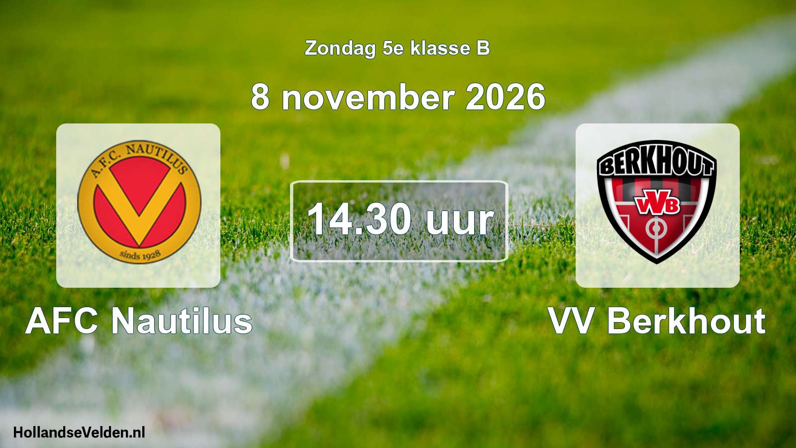 Geplande wedstrijd: AFC Nautilus - VV Berkhout (8 november 2026)