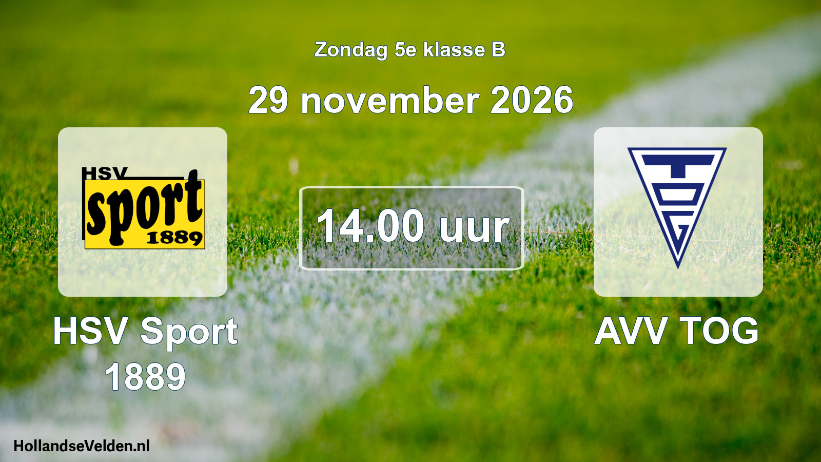Geplande wedstrijd: HSV Sport 1889 - AVV TOG (29 november 2026)