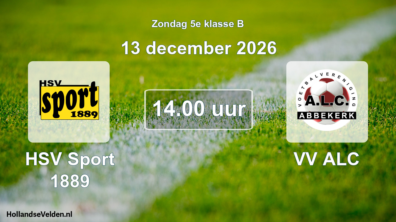 Geplande wedstrijd: HSV Sport 1889 - VV ALC (13 december 2026)