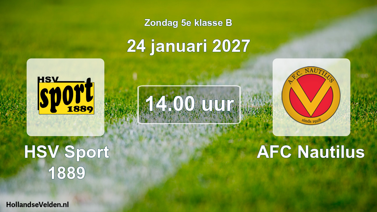 Geplande wedstrijd: HSV Sport 1889 - AFC Nautilus (24 januari 2027)