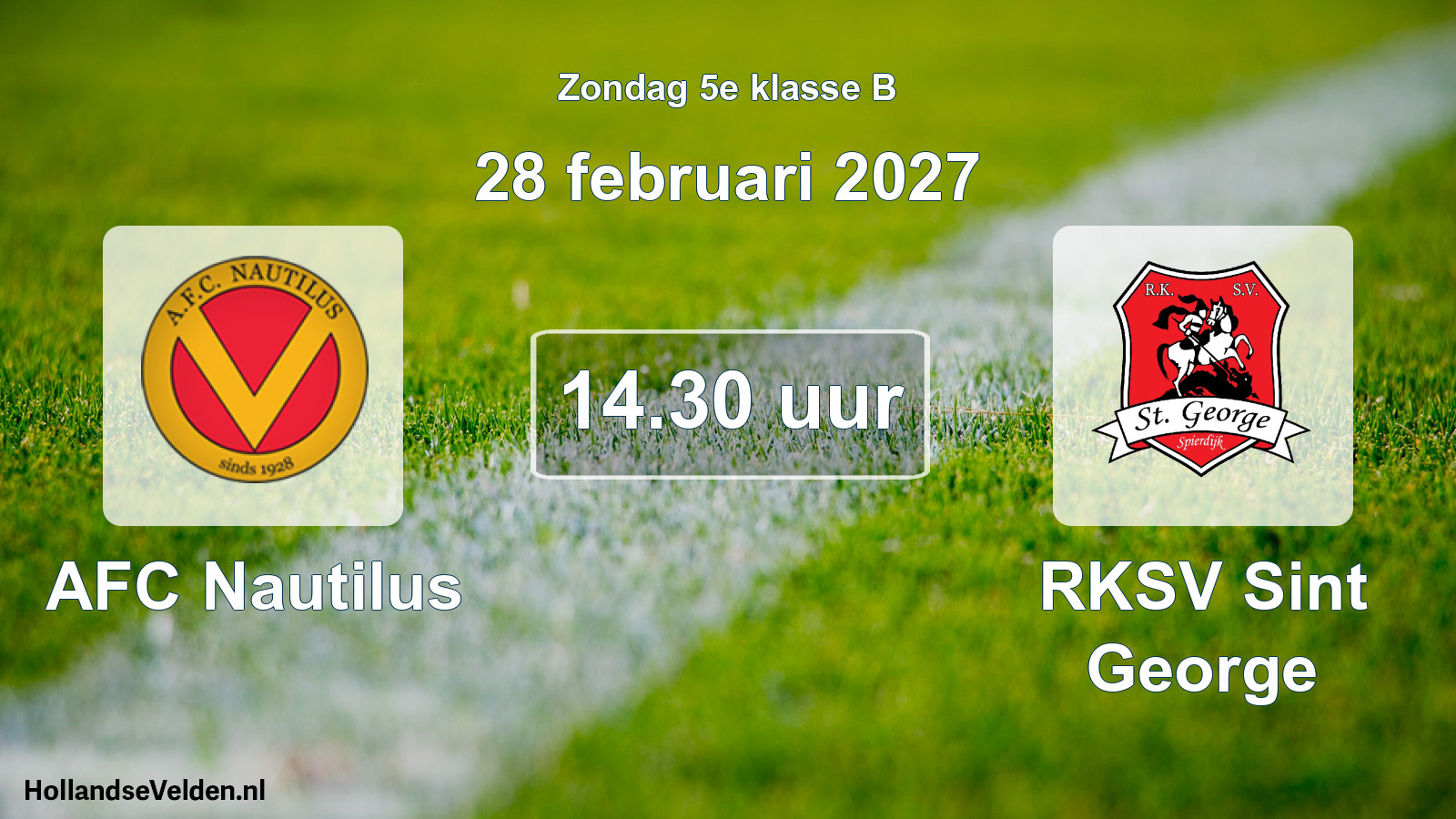 Geplande wedstrijd: AFC Nautilus - RKSV Sint George (28 februari 2027)