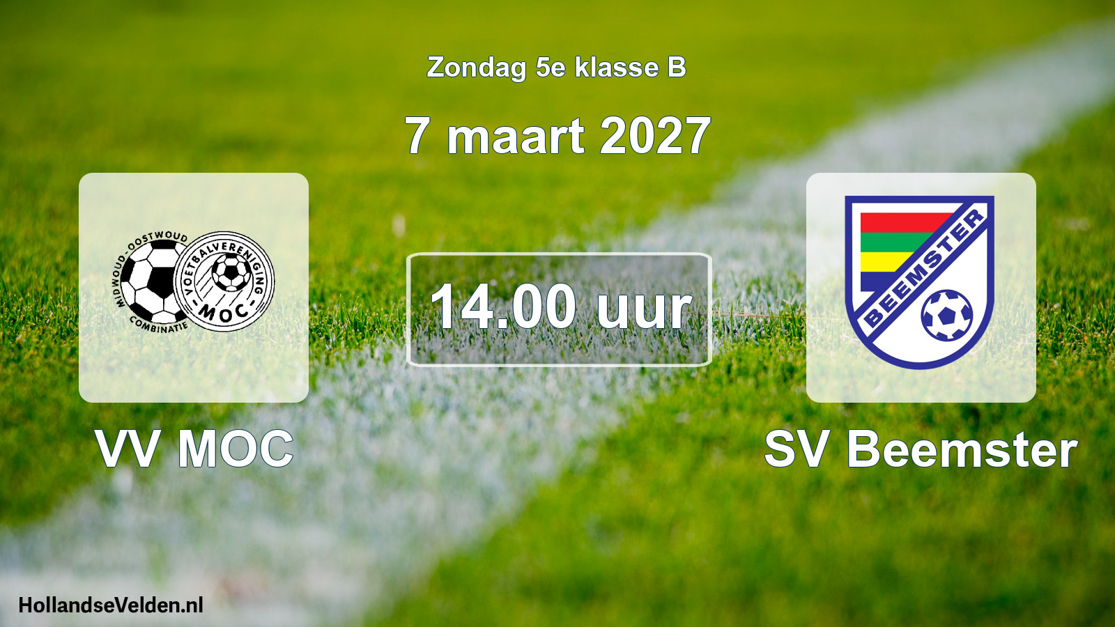 Geplande wedstrijd: VV MOC - SV Beemster (7 maart 2027)