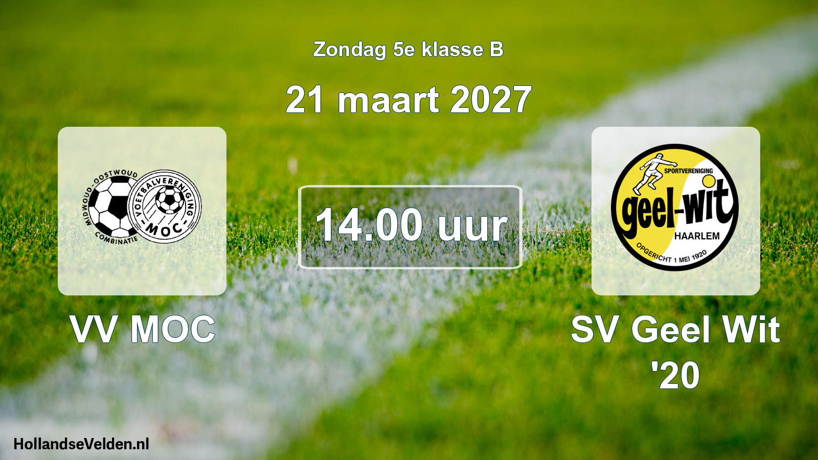 Geplande wedstrijd: VV MOC - SV Geel Wit '20 (21 maart 2027)