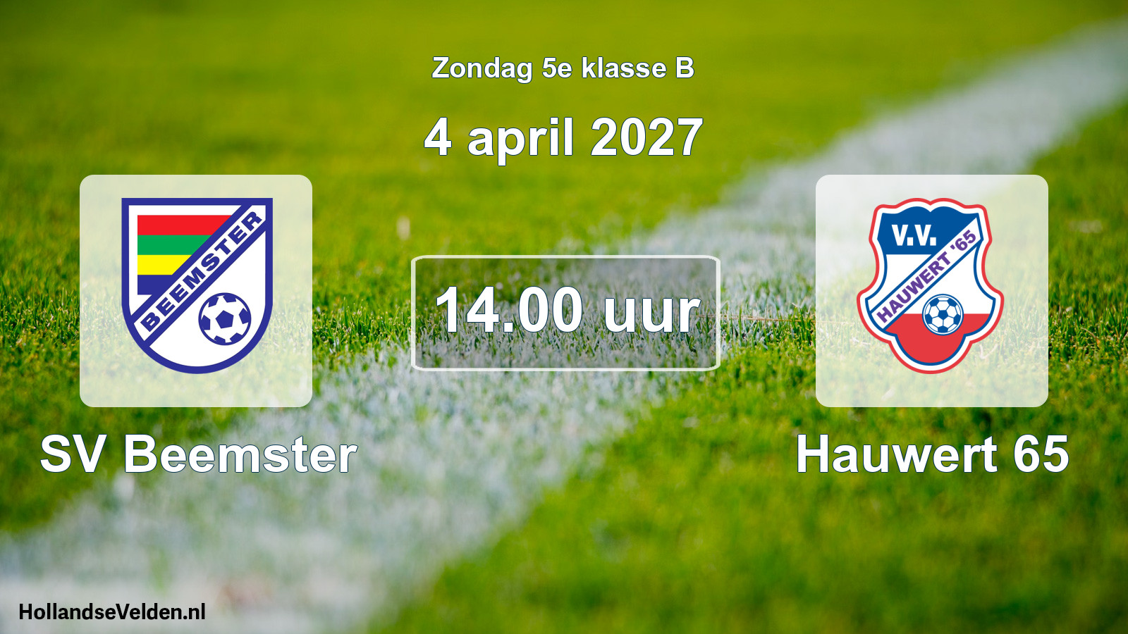 Geplande wedstrijd: SV Beemster - Hauwert 65 (4 april 2027)