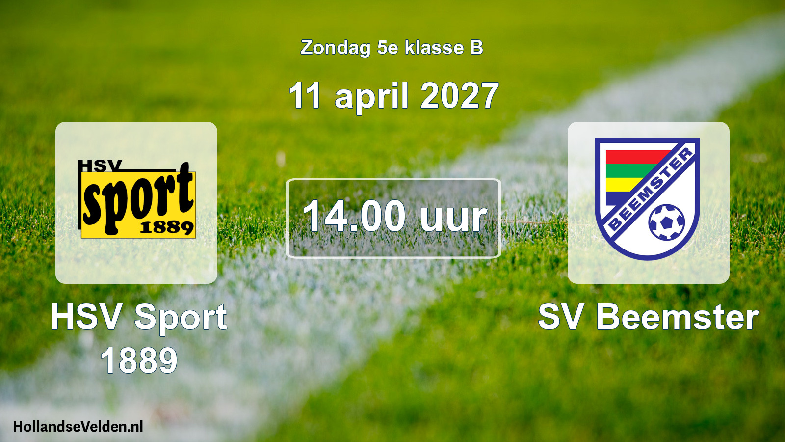 Geplande wedstrijd: HSV Sport 1889 - SV Beemster (11 april 2027)