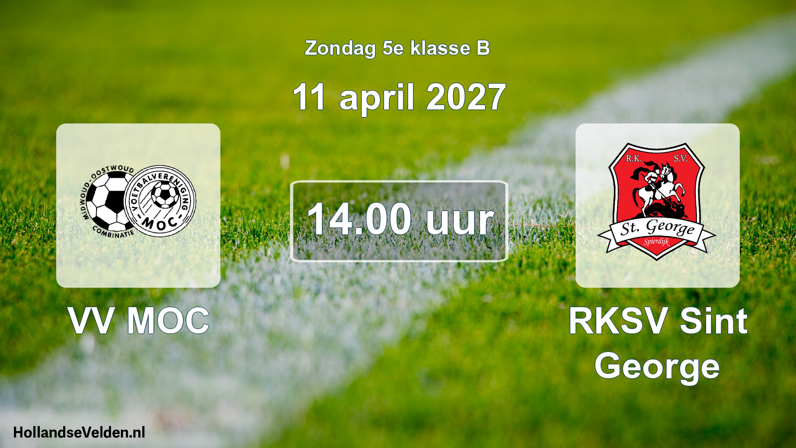 Geplande wedstrijd: VV MOC - RKSV Sint George (11 april 2027)