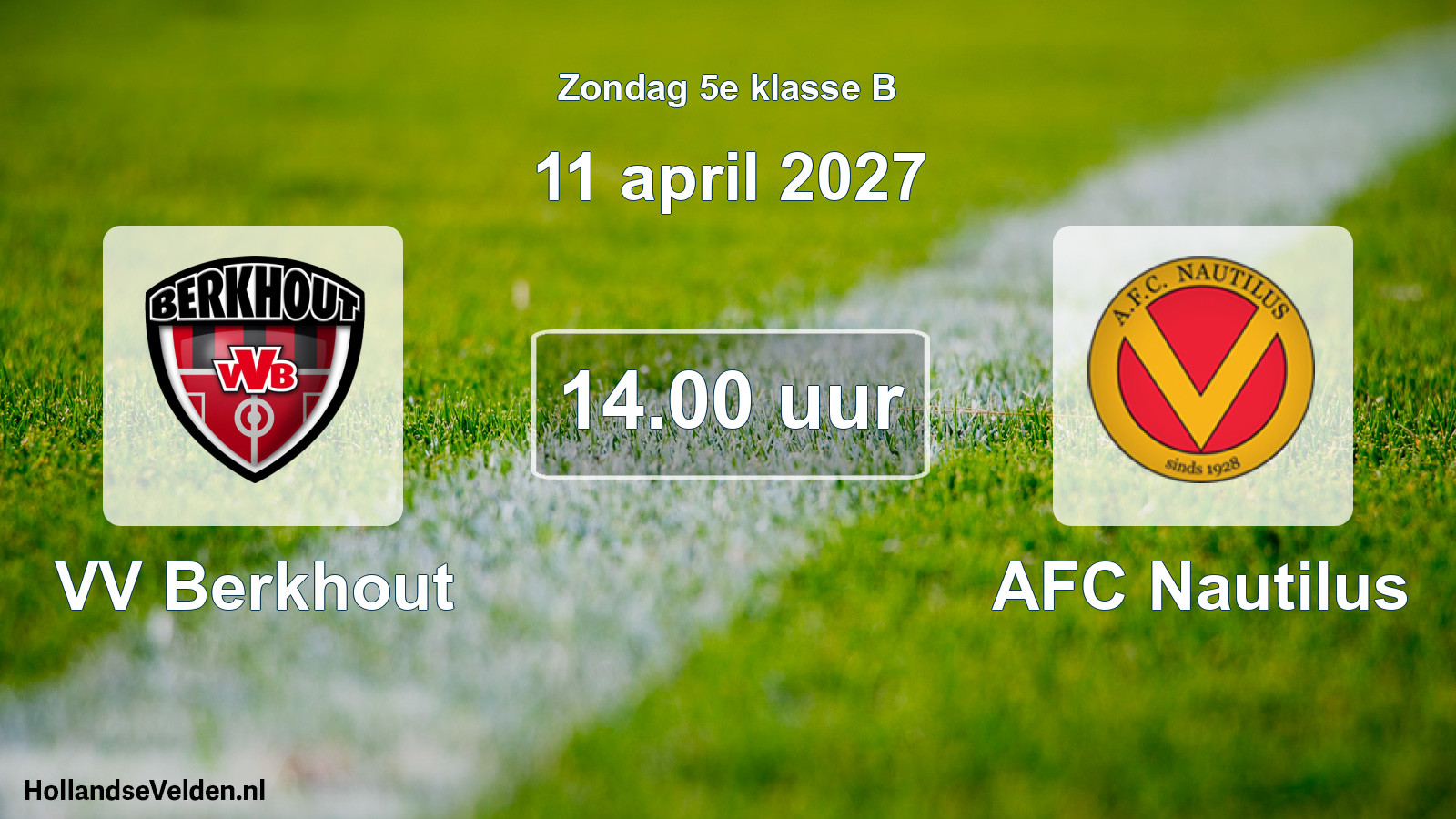Geplande wedstrijd: VV Berkhout - AFC Nautilus (11 april 2027)