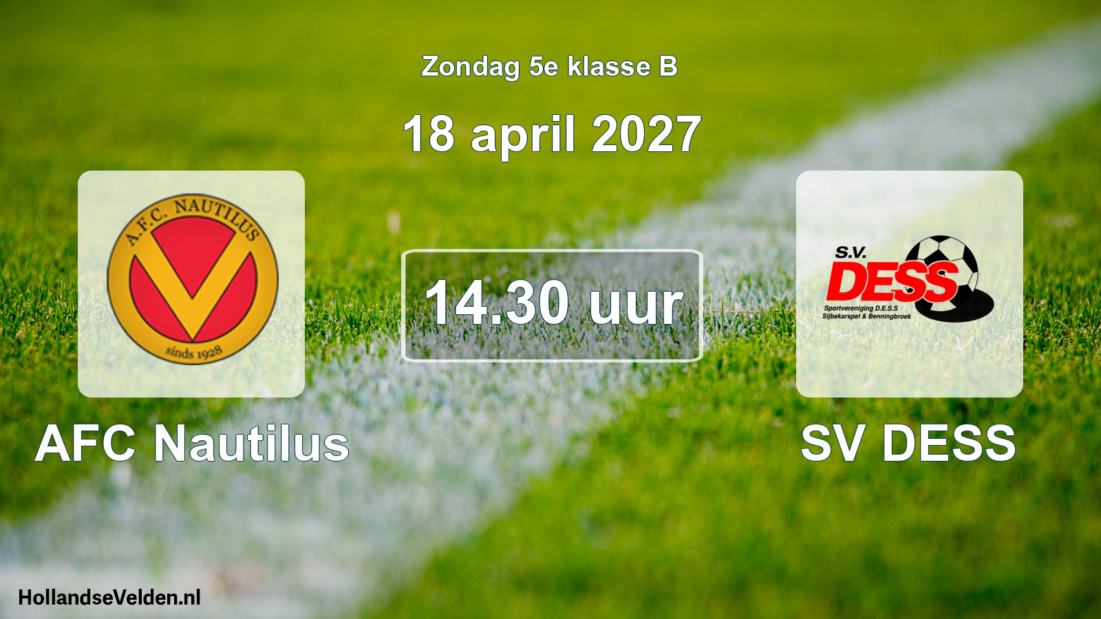 Geplande wedstrijd: AFC Nautilus - SV DESS (18 april 2027)