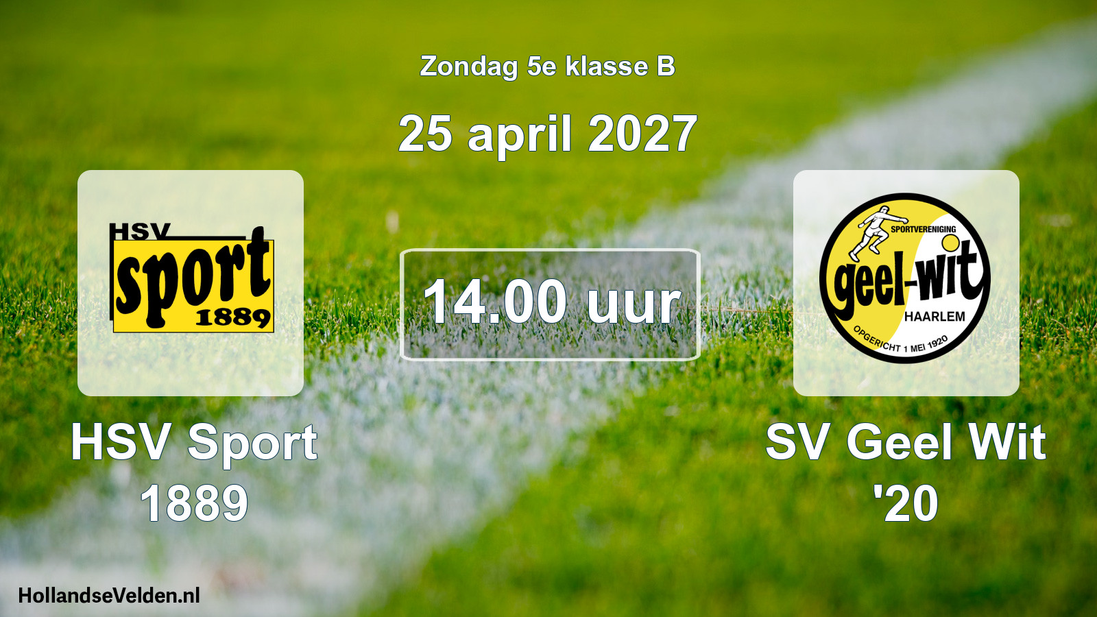 Geplande wedstrijd: HSV Sport 1889 - SV Geel Wit '20 (25 april 2027)