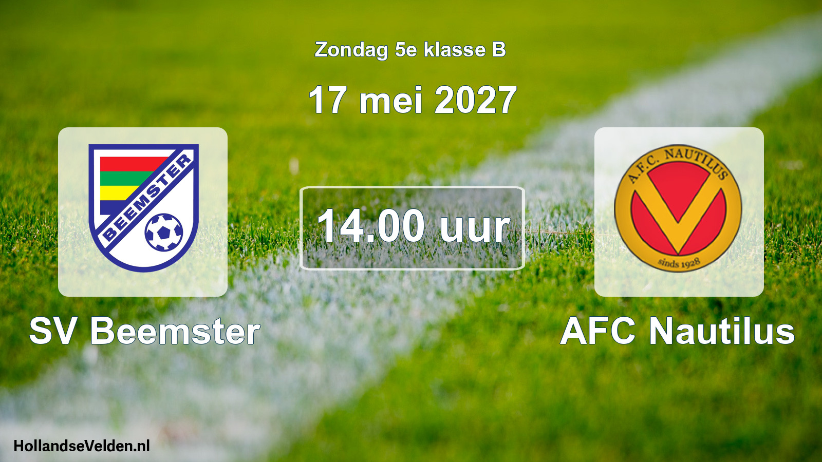 Geplande wedstrijd: SV Beemster - AFC Nautilus (17 mei 2027)