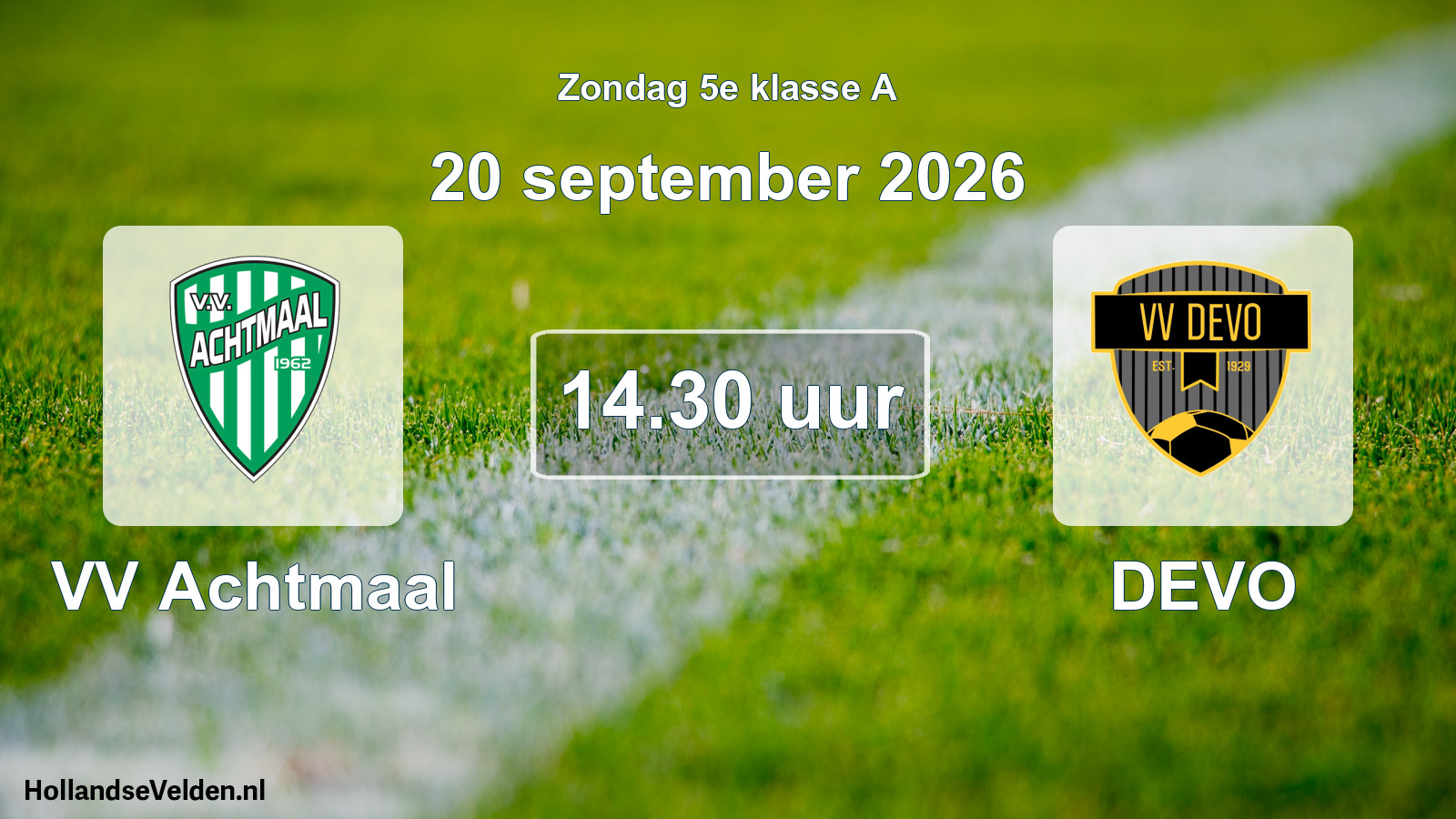 Geplande wedstrijd: VV Achtmaal - DEVO (20 september 2026)