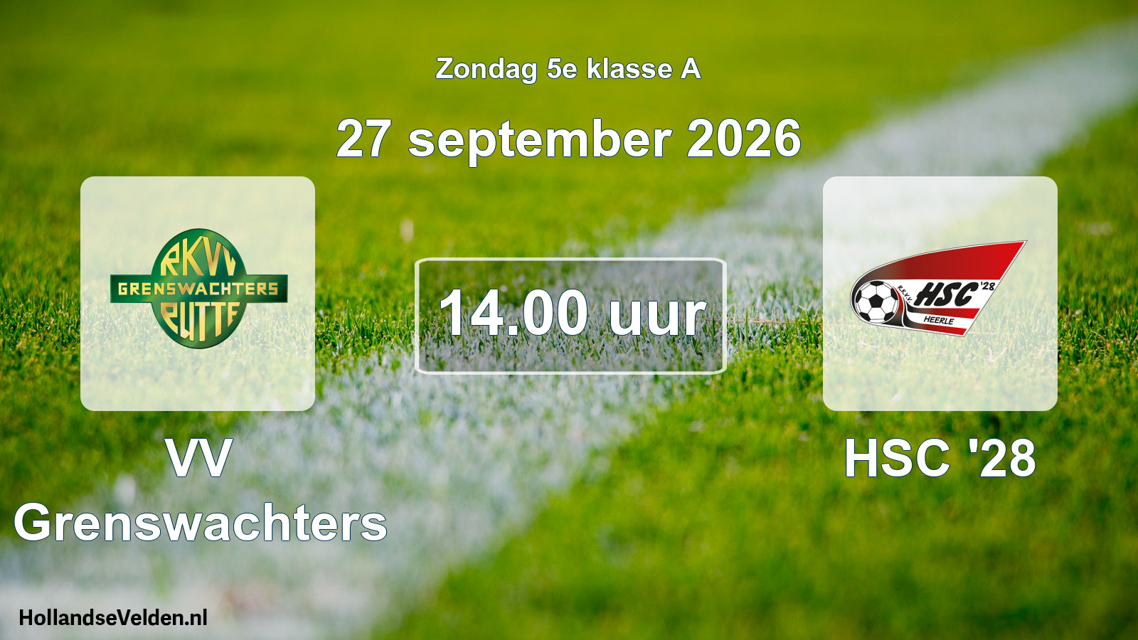 Geplande wedstrijd: VV Grenswachters - HSC '28 (27 september 2026)