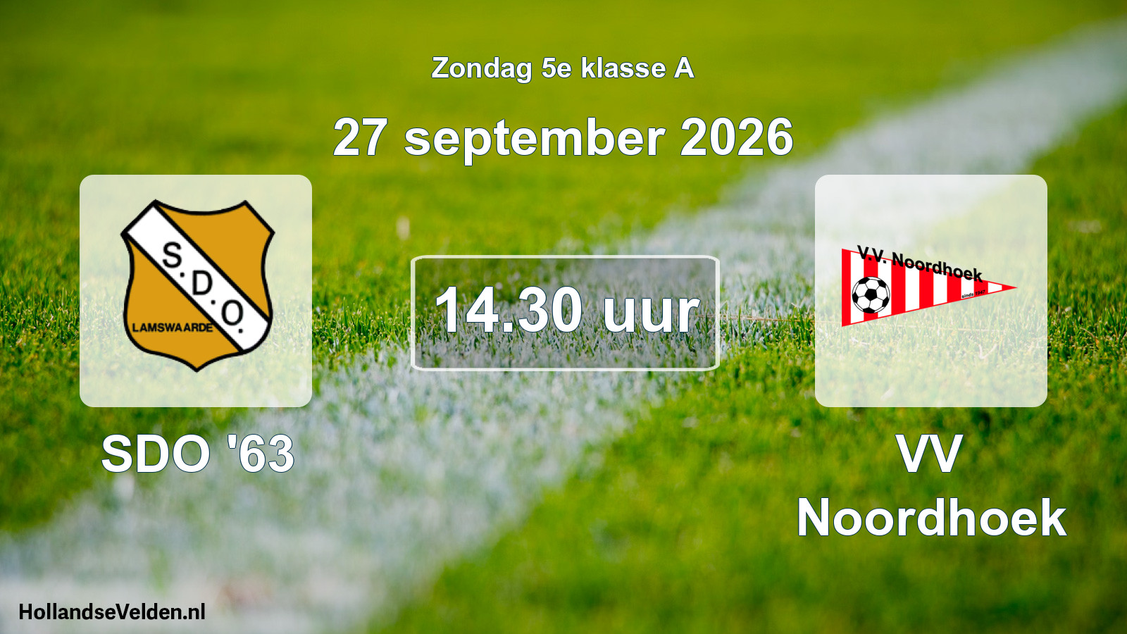 Geplande wedstrijd: SDO '63 - VV Noordhoek (27 september 2026)