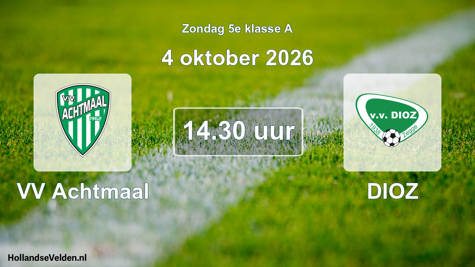 Geplande wedstrijd: VV Achtmaal - DIOZ (4 oktober 2026)