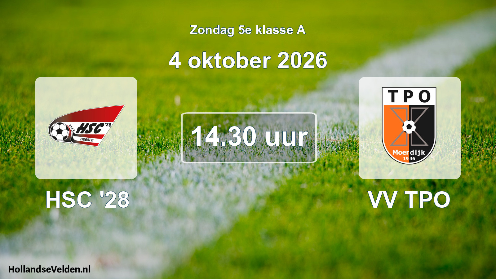 Geplande wedstrijd: HSC '28 - VV TPO (4 oktober 2026)