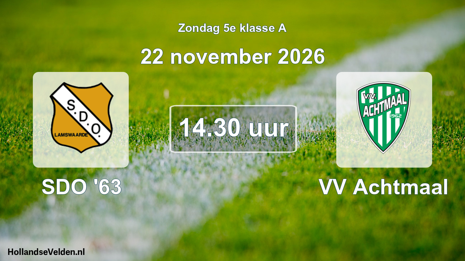 Geplande wedstrijd: SDO '63 - VV Achtmaal (22 november 2026)