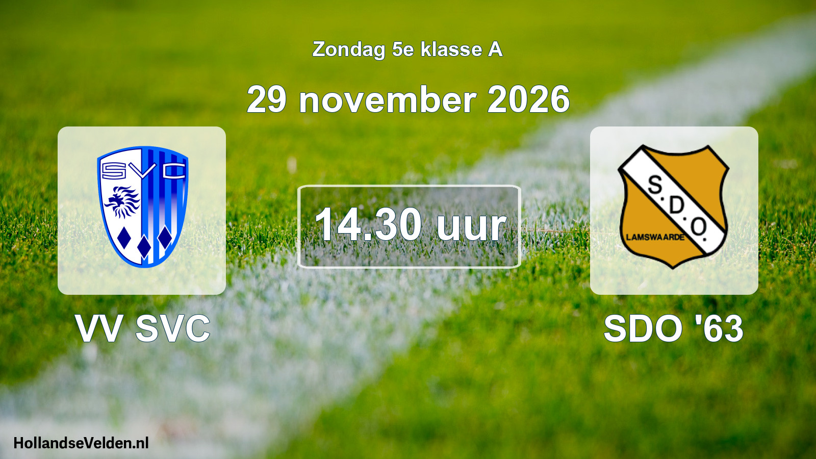 Geplande wedstrijd: VV SVC - SDO '63 (29 november 2026)