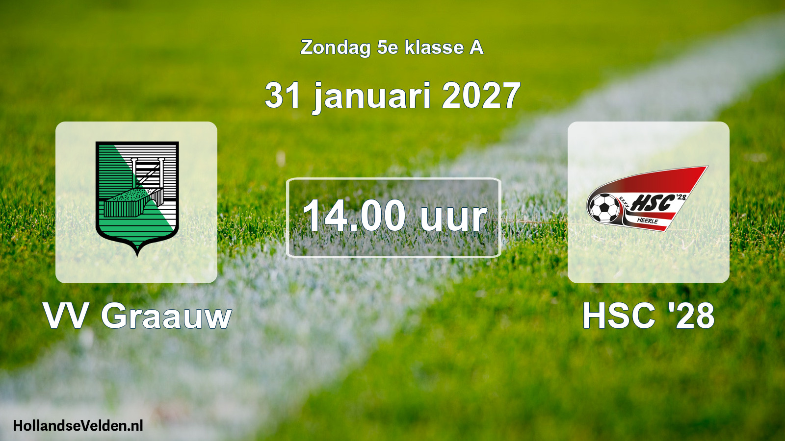 Geplande wedstrijd: VV Graauw - HSC '28 (31 januari 2027)