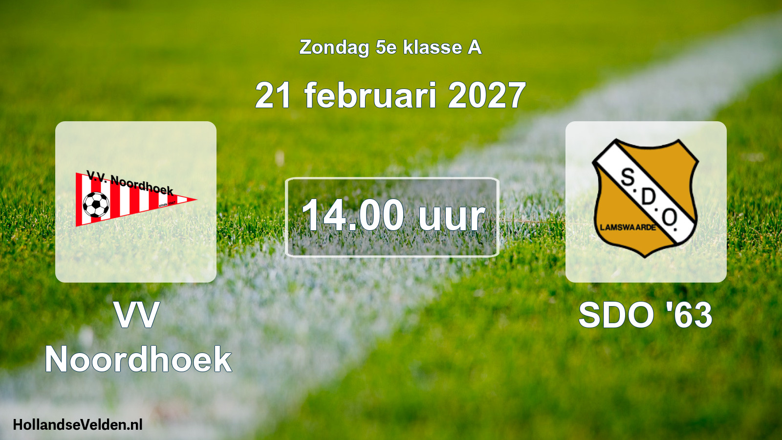 Geplande wedstrijd: VV Noordhoek - SDO '63 (21 februari 2027)