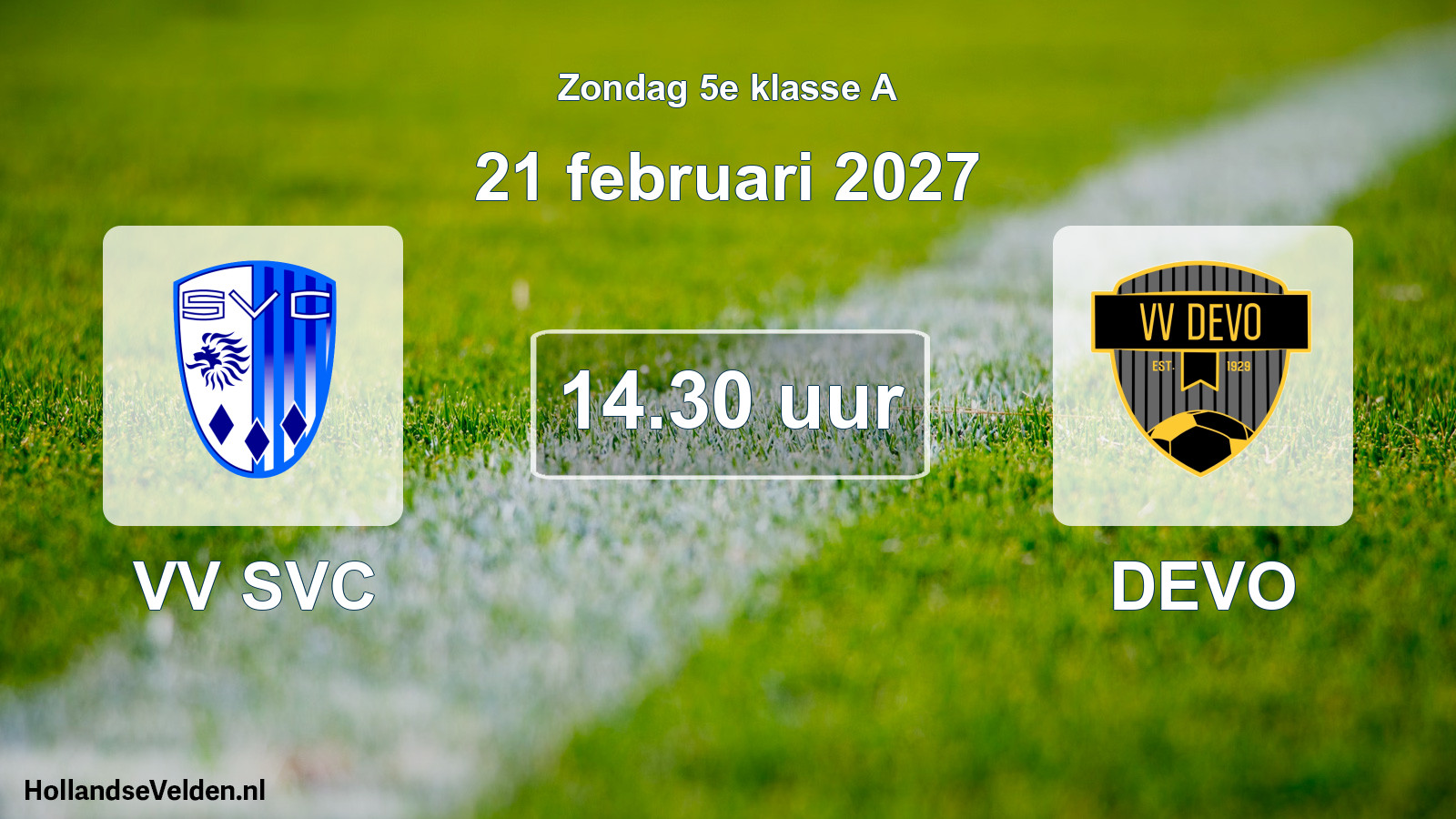 Geplande wedstrijd: VV SVC - DEVO (21 februari 2027)