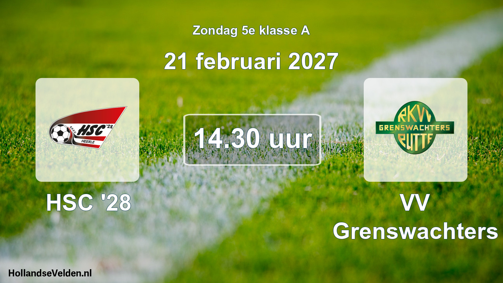 Geplande wedstrijd: HSC '28 - VV Grenswachters (21 februari 2027)