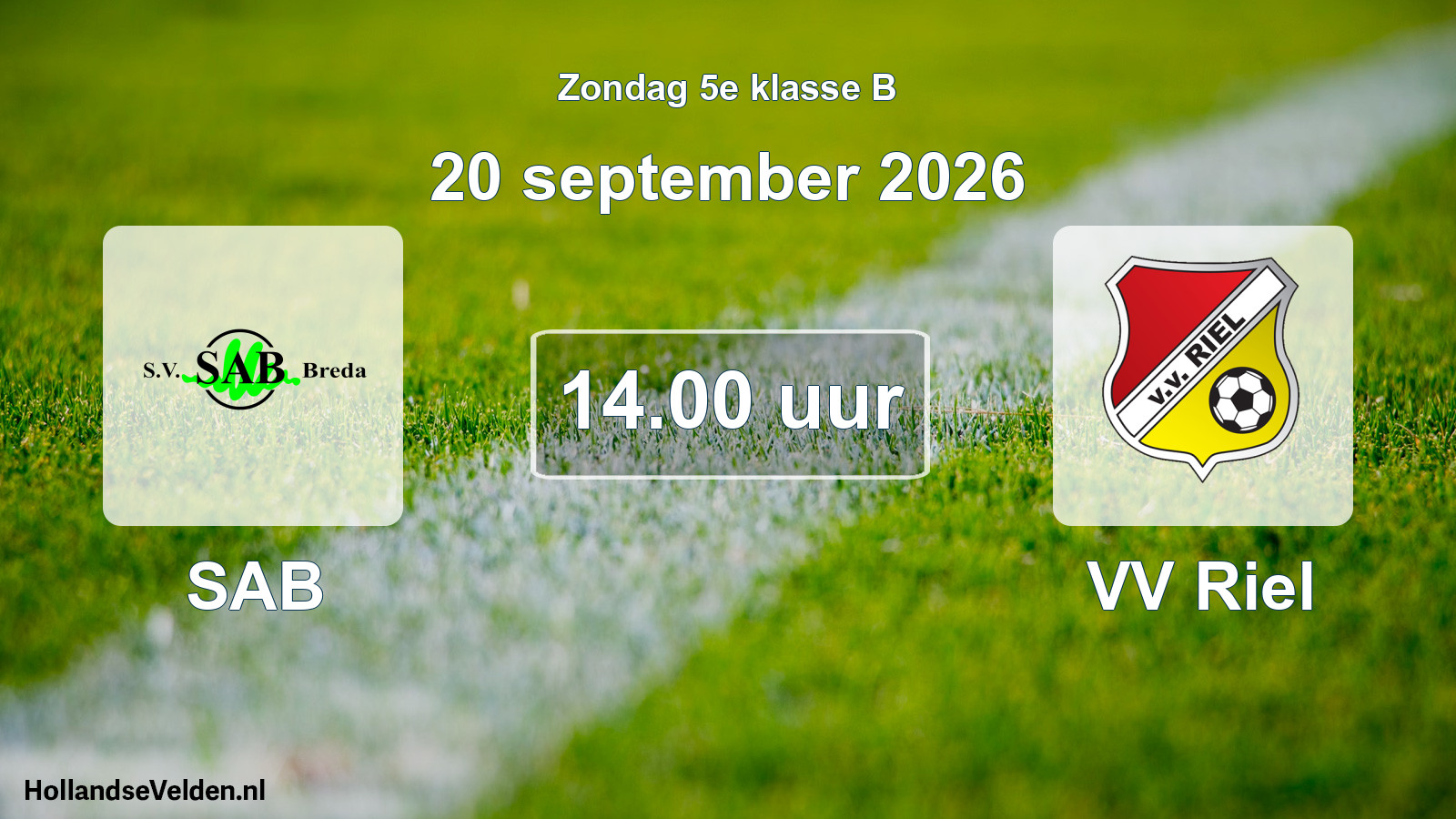Geplande wedstrijd: SAB - VV Riel (20 september 2026)
