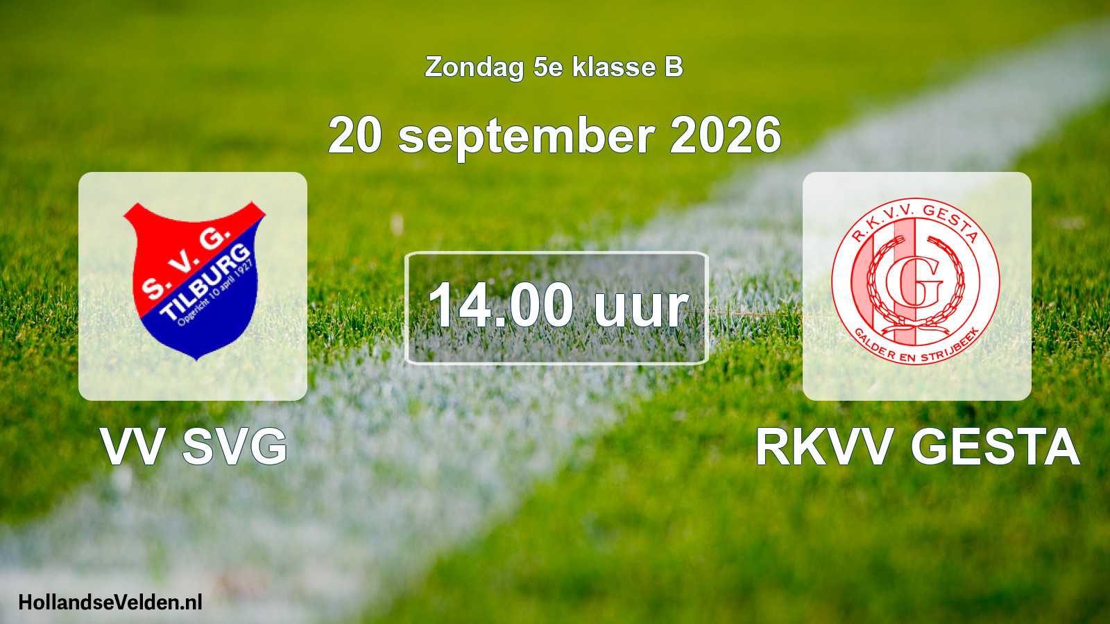 Geplande wedstrijd: VV SVG - RKVV GESTA (20 september 2026)