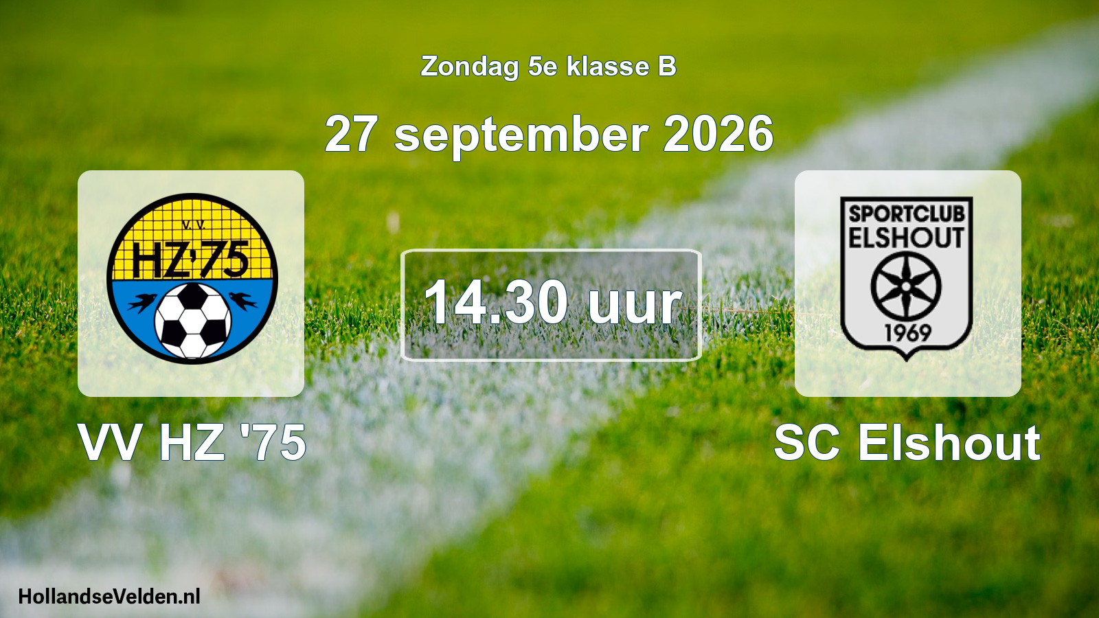 Geplande wedstrijd: VV HZ '75 - SC Elshout (27 september 2026)