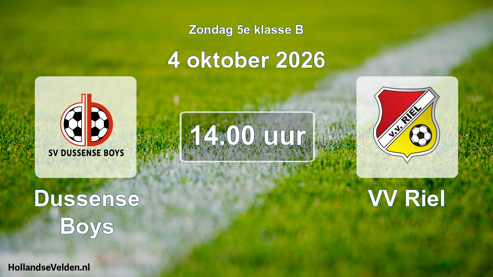 Geplande wedstrijd: Dussense Boys - VV Riel (4 oktober 2026)