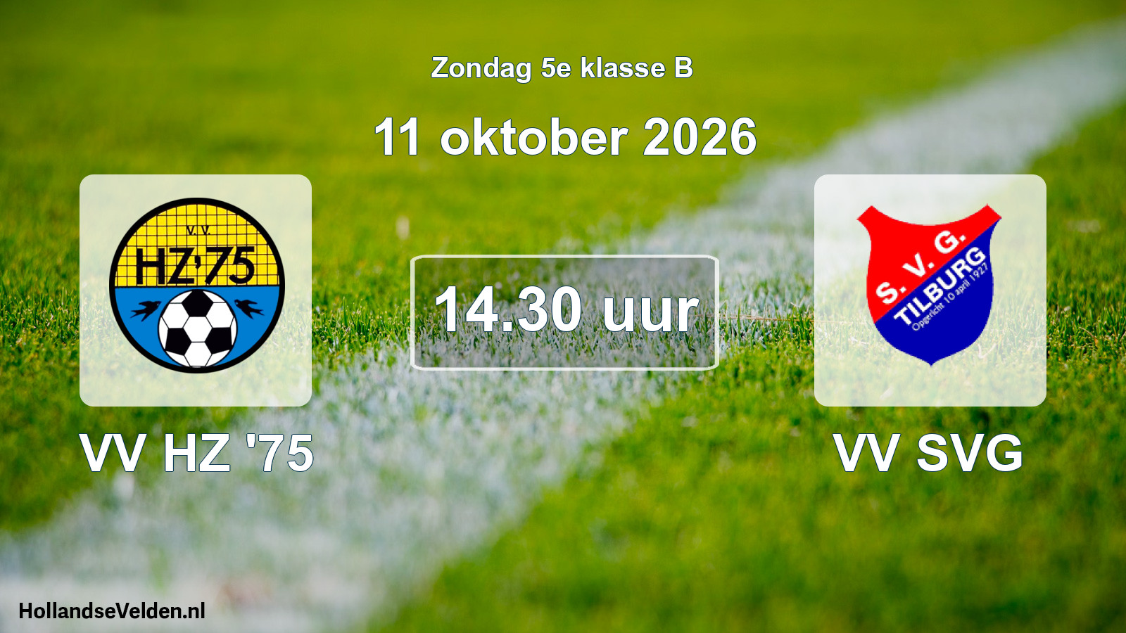 Geplande wedstrijd: VV HZ '75 - VV SVG (11 oktober 2026)