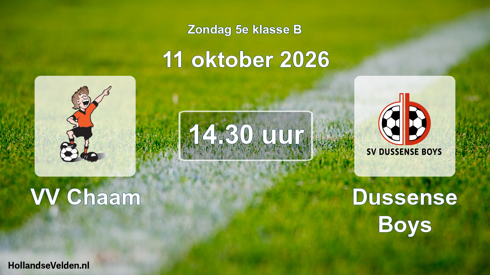 Geplande wedstrijd: VV Chaam - Dussense Boys (11 oktober 2026)